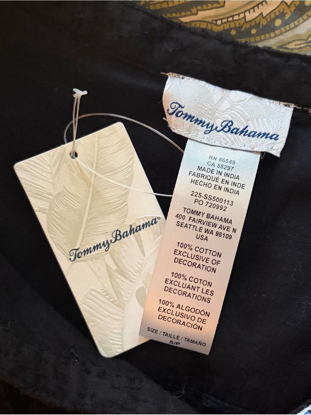 Tommy Bahama NWT Black Embroidered tassel v- neck cotton tunic dress - Picture 5 of 6